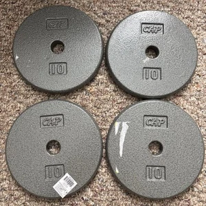 (4) CAP Barbell 10 Pound Cast Iron Weight Plates-40#-Pancake-Standard 1” - Picture 1 of 2