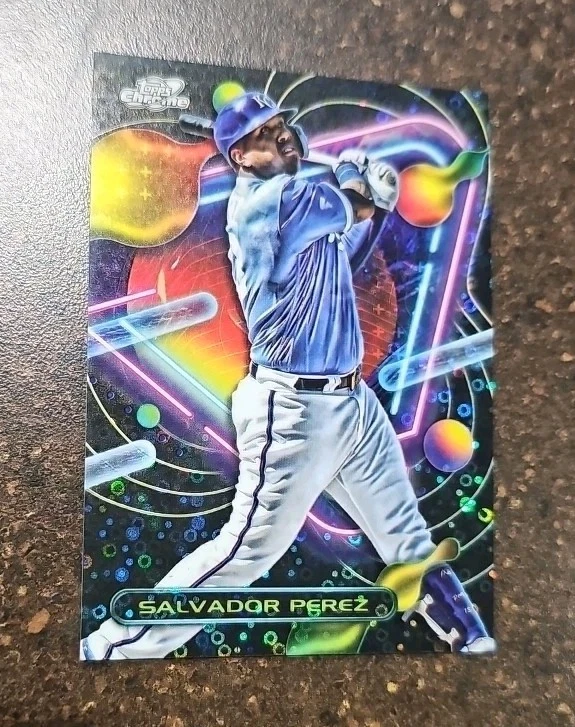 2023 Topps Cosmic Chrome /10🔥 Salvador Perez Black Eclipse SSP #173 Royals  - Image 1 of 2
