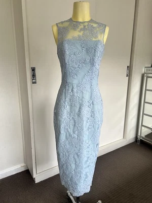 Vestido Alex Perry 8 Azul Encaje Lápiz Sin Mangas Fiesta Boda Cóctel Foto 1 de 4