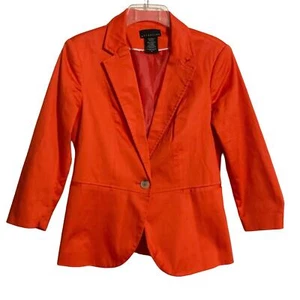 Attention Blazer Women Sz 6 Orange Sheen Lined Notched Collar Career Y2K *READ*  - Picture 1 of 10