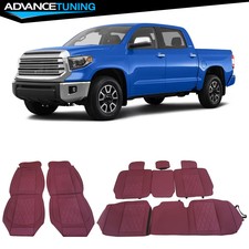 Fits 08-23 Toyota Tundra Pickup 5 Seats Seat Covers Cushion PU Leather - Red