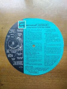 GARRARD AUTOSLIM 4 SPEED RECORD PLAYER  AND CHANGER Instructions 250GM CARD 
