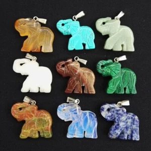 10pcs natural stone elephant Pendants mixed Carved stone for jewelry making - Picture 1 of 9