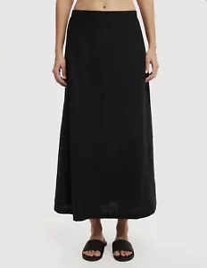 Black Skirt Size 10 A-line Maxi Linen Blend Elasticated Back BRAND NEW With Tags - Picture 1 of 10