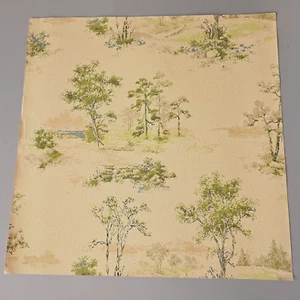 Vintage Wallpaper Sample Sheet 70s Scenic Country Cottagecore Crafting Ephemera - Picture 1 of 6