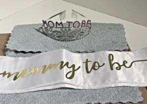 Baby Shower Decoration, MoM To Be Tiara, Mommy To Be Sash - Picture 1 of 3