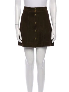 FRAME Dark Brown Suede Mini Skirt - Size 25 - Picture 1 of 5