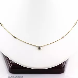 0,50 CT. RUNDE ECHTE 5 STEIN DIAMANT BY THE HOARD HALSKETTE 10K GELBGOLD 18 ZOLL - Bild 1 von 7