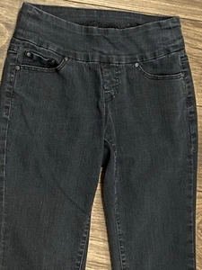 Jag Jeans Blue Demin Pant Sz 2 Pull-on Straight Leg Flat Front Stretch High Rise - Picture 1 of 11