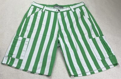 Pantalones Cortos Carga GAME BABS Para Hombre Talla 36 Bolsillos Frontales Planos Verde Blanco Rayas Algodón Foto 1 de 4