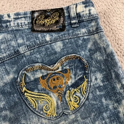 Vintage Apple Bottoms Jeans Womens 9/10 Blue Bedazzled Logo Y2K Stretch Denim - Image 1 of 4