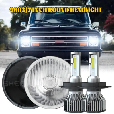 Par de faros LED redondos de 7 pulgadas alto bajo para Chevrolet C10 Panel 1964 1966 Foto 1 de 4