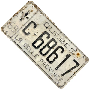 1969 License Plate Quebec 69 Canada C-68617 Restricted Use Vehicle Garage Decor - Picture 1 of 3