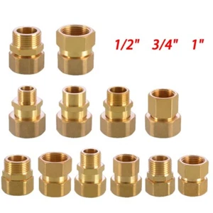 1/2" 3/4" 1" Aussen/Innengewinde Fitting Messing Anschluss Überwurfmutter Muffe - Picture 1 of 20
