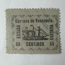 1903 VENEZUELA GUYANA 50C STAMP LIGT BLUE DOUBLE RING CANCEL, POSSIBLE FORGERY