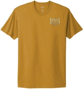 Lucky 13 Death Rider Camiseta Hombre Antiguo Oro Amarillo Moto Shirt - Imagen 1 de 5