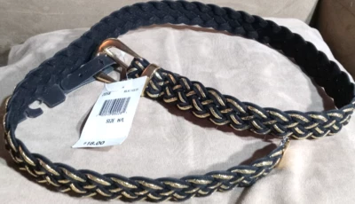 New Belt Womens Medium Large  Black and Gold ~38 in long with Tags !   18 $$ - Image 1 of 4