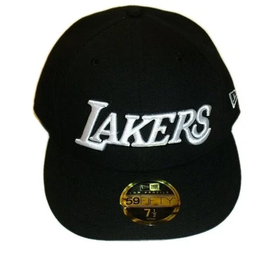 Los Angeles Lakers New Era 59 Fifty Low Profile Fitted hat Black Color Sz. 7 1/2 - Image 1 of 4