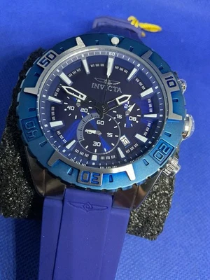 Invicta Aviator silver/blue dial, blue strap mod 22522 men’s wristwatch - image 1 of 4