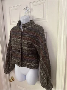 VTG Albert Nipon 100% Wool Women’s Size 10 Multicolor Button Up Sweater Oversize - Picture 1 of 7