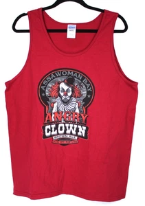 Camiseta sin mangas Assawoman Bay Brown Ale "Angry Clown" gráfica Gildan roja para hombre de colección talla L - Imagen 1 de 5