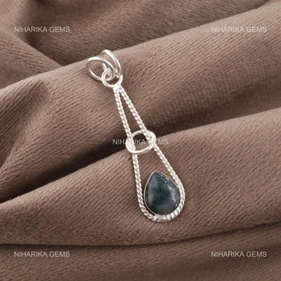 Birnen-Moss-Agat-Edelstein 925 Silber Jubiläum Frau Neujahrs Anhänger Schmuck - Bild 1 von 4