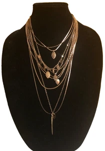 Edge Multi Strang Gold Ton Mode Halskette Neu - Bild 1 von 4