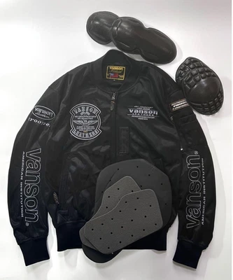 VANSON Motorcycle Riders Nylon Riders Jacket VSE25101S BK/SV Size L - Image 1 of 4