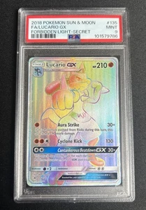 Lucario GX 135/131 Holo Full Art Secret Rare Forbidden Light Pokemon Card PSA 9 - Picture 1 of 4