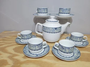 MinhLong Vietnam Fine Porcelain Jasmine 14Pc Tea Set for 6 - Picture 1 of 7