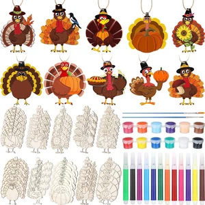 40 Adornos para Pavo Madera Para Pintar 10 Estilos Artesanías Día De Gracias - Imagen 1 de 12