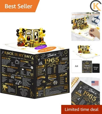 Impresionante Tarjeta de Cumpleaños 60 - Diseño Pop-Up 3D con Amplio Espacio para Mensajes Foto 1 de 4