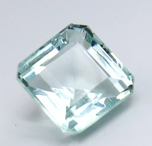 Piedra preciosa suelta de 10-12 quilates natural azul cielo aguamarina certificada GGI forma radiante - Imagen 1 de 7