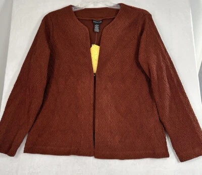 New Citiknits Large Jacket Textured Rust Brown Womens Travel Acetate Spandex NWT - Image 1 of 4