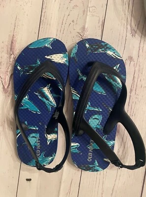 Toddler Boys Blue Shark Size 11 Flip Flop Sandals - Old Navy - Image 1 of 3