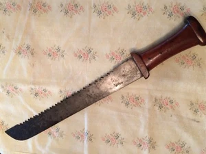Rare Antique 27" HUNTING SURVIVAL Saw Knife MACHETE Fixed Blade ca. 1830's - Picture 1 of 12