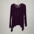 Knox Rose thermal knit top lace Size Small Wine burgundy