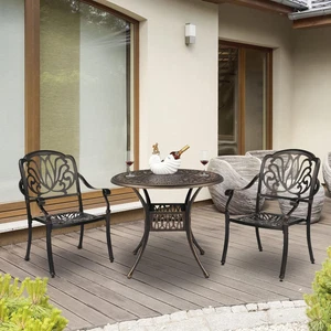 Outdoor Dining Chairs Set of 2 Cast Aluminum Patio Chairs, Stackable Patio Ch... - Picture 1 of 8