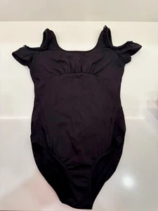 Justaucorps de danse noir MIRELLA avec découpe à volants épaules froides, taille 12 - Photo 1/2