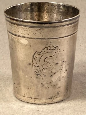 Taza Kidush vaso de plata Augsburgo antiguo de finales del siglo XVII 1695-1700 Foto 1 de 4