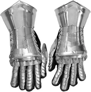 Medieval Knight Halloween Costume Gauntlets Armor Steel Gloves - Picture 1 of 4