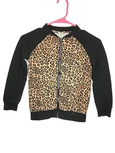 Wonder Nation Raglan Leopard Knit Jacket Girls Size Small 6-7X Brown Black - Picture 1 of 4