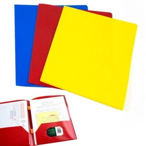 3 Pack Heavy Duty Plastic Folders 2 Pockets Portfolio Letter Paper School Office - Picture 1 of 1