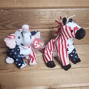 TY Beanie Babies Righty and Lefty Republican Democrat Election W/ Tags Lot Of 2 - Picture 1 of 4