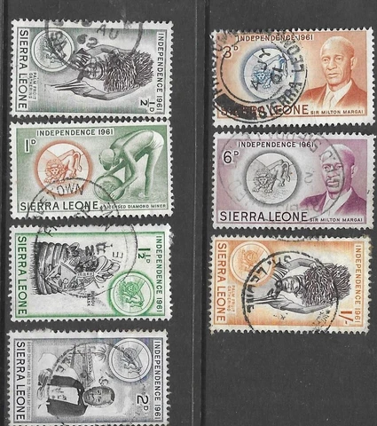 Sierra Leone 1961 Independence 7 x Values Used Cover
