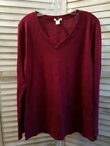 Bozzolo Damen Bluse Größe 3X Dunkel Burgund Langarm Stretch Thermohemd - Bild 1 von 8