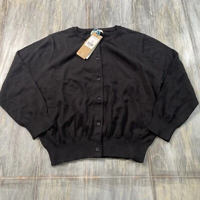 Cárdigan suéter Woolovers para mujer manga mediana 3/4 algodón corto negro nuevo con etiquetas Foto 1 de 4