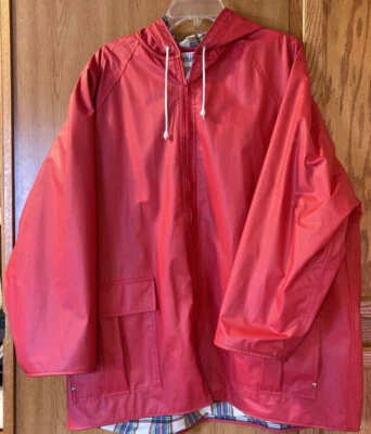 Chaqueta de lluvia Blair para mujer con capucha roja forrada bolsillos cremallera cordón XL Foto 1 de 4