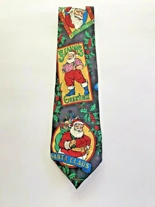 Corbata vintage 1991 adicción 100 % seda hecha a mano Corea saludos de Navidad - Imagen 1 de 2
