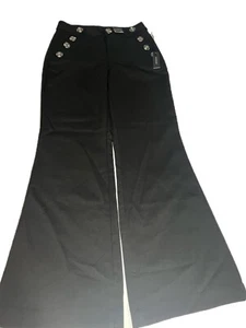 Dictionary Black Flare Pants Stretch Slacks Button Accents Pockets Size 4-6 NWT - Picture 1 of 12